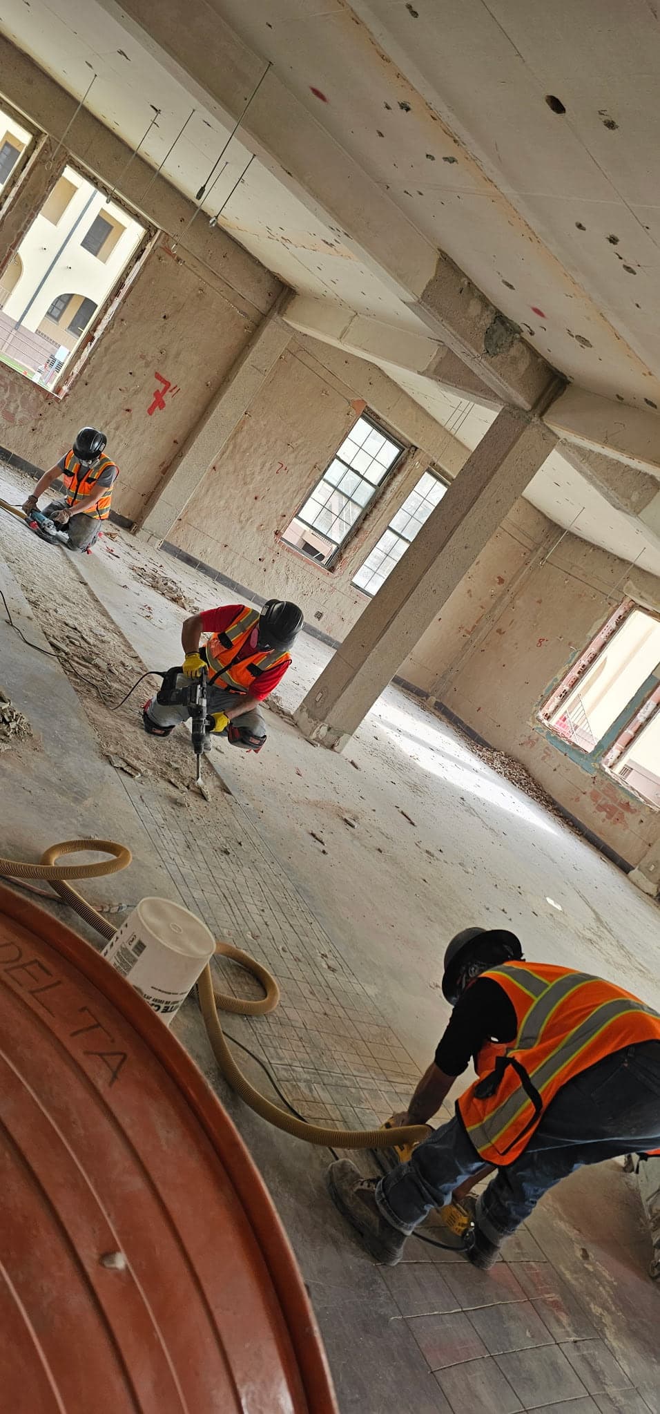 Delta crew preparing a wall
